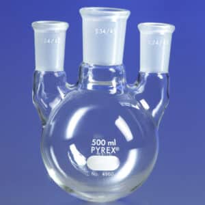 PYREX® Three Neck Distilling Flask with Vertical Neck Standard Taper Joints