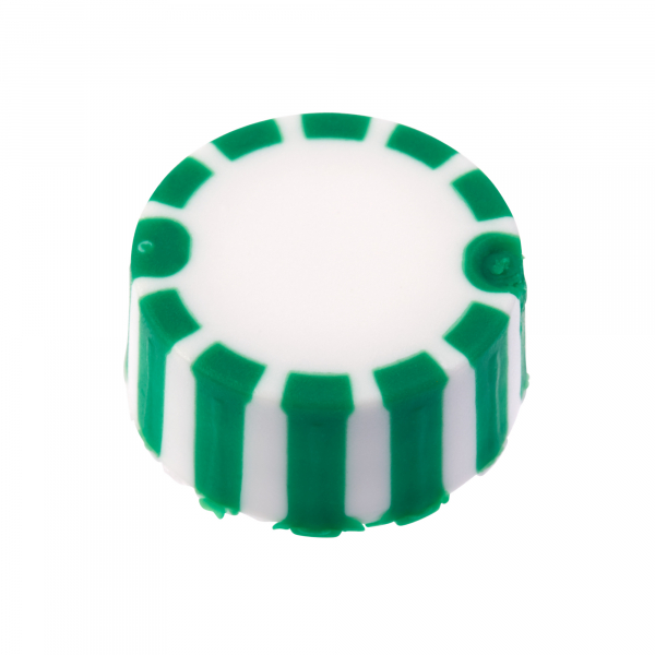 CAP ONLY, Screw Top Micro Tube Cap, Grip Cap With Integrated O-Ring, Green, Non-sterile