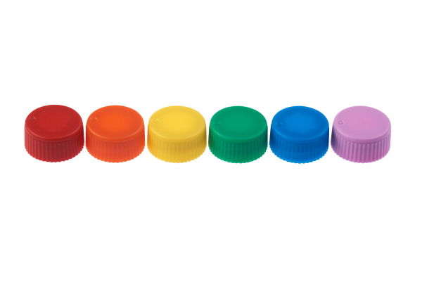 CAP ONLY, Screw Top Micro Tube Cap, O-Ring, Opaque, Assorted Colors, Non-sterile
