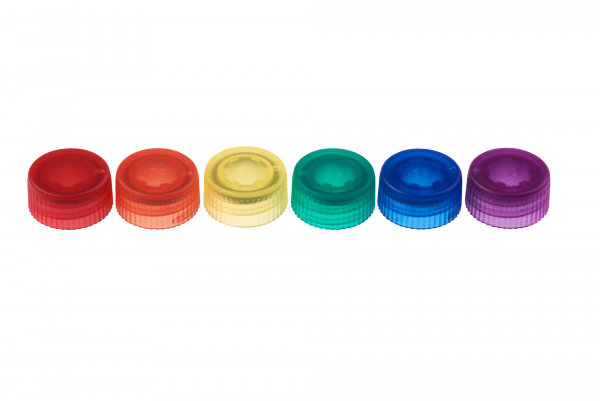 Screw Top Micro Tube Cap, O-Ring, Translucent, Assorted Colors, Non-sterile