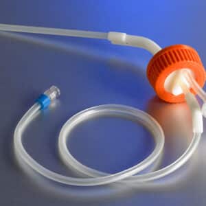 Disposable GL45 Aseptic Transfer Cap for 3L Plastic Spinner Flask, 1/8 Dip Tube, 0.2 µm Vent, Male Luer Lock