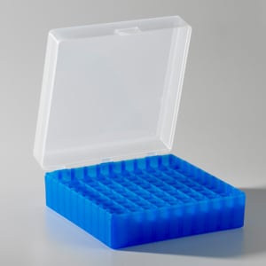 Axygen® Microcentrifuge Tube Storage Box, 100 x 1.5 to 2.0 mL, Blue