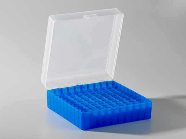 Axygen® Microcentrifuge Tube Storage Box, 100 x 1.5 to 2.0 mL, Blue