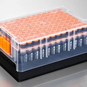 Corning® 96 1D/2D Bar Coded Storage Tubes, 1.3 mL, With Screw Caps, Racked