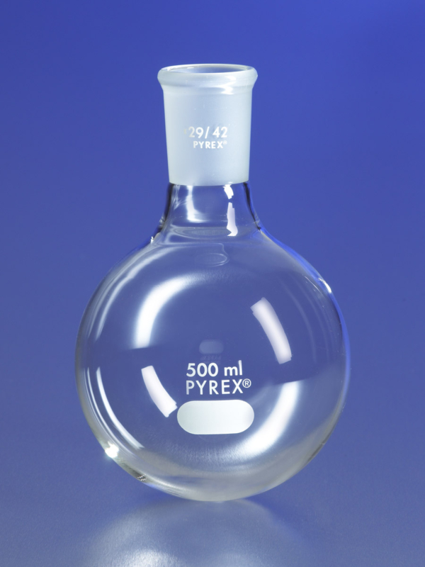 PYREX® Short Neck Boiling Flask, Round Bottom, 14/20 Standard Taper Joint