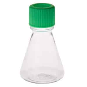 CELLTREAT 125mL Erlenmeyer Flask, Vent Cap, Plain Bottom, Polycarbonate, Sterile