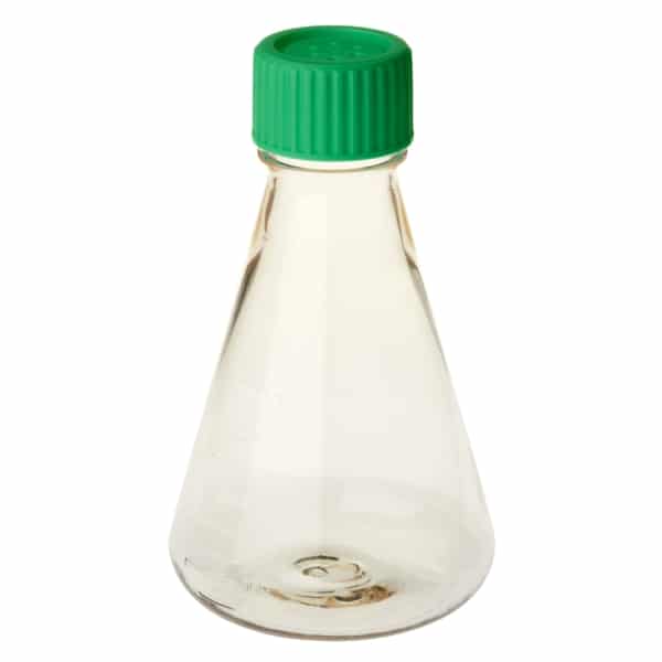 CELLTREAT 500mL Erlenmeyer Flask, Vent Cap, Plain Bottom, Polycarbonate, Sterile