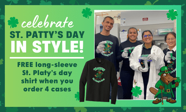 Celebrate St. Patty's Day in Style! FREE long-sleeve St. Platy’s day shirt when you order 4 cases