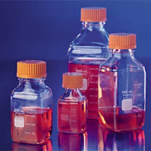 PYREX® Square Glass Media Storage Bottles, with GL45 Screw Cap