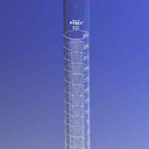 PYREX® Single Metric Scale Cylinders, 24/40 Standard Taper Outer Joint, White Graduations, TC