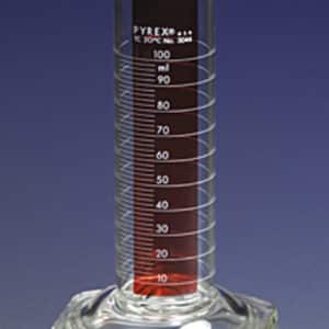 PYREX® Low Form Single Metric Scale Cylinders, Double Pourout, Lifetime Red™, TC