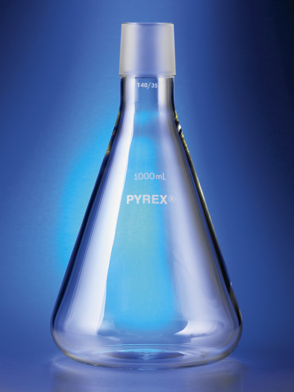 PYREX® 1000mL Erlenmeyer Flask with 40/35 Standard Taper Joint, without Tubulation