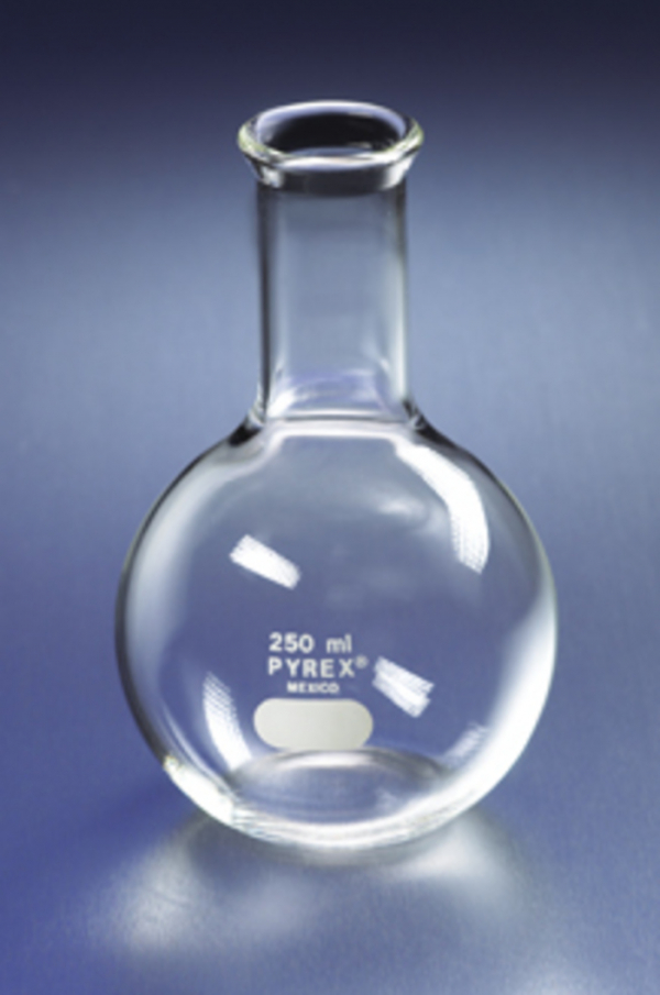 PYREX® 125mL Long Neck Boiling Flask, Flat Bottom and Tooled Mouth