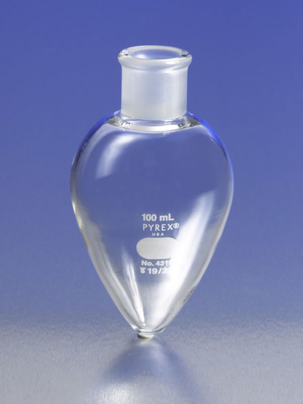PYREX® 25 mL Pear-Shaped Boiling Flask, 19/22 Standard Taper Joint