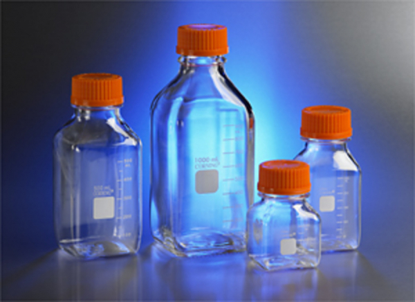 Corning® Square Polycarbonate Storage Bottles with 45 mm Caps