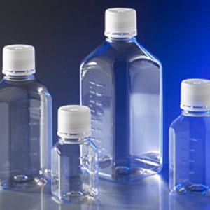 Corning® Square PET Storage Bottles with 45 mm Caps