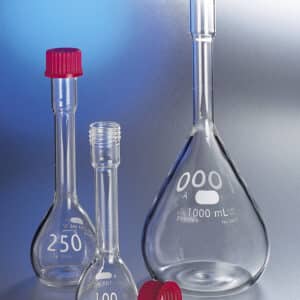 PYREX EZ Access Wide Mouth Volumetric Flask, TC, Class A, Heavy Duty, with GL32 Screw Cap