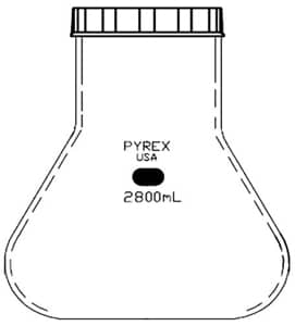PYREX® 2800 mL Fernbach-Style Culture Flask with Phenolic Screw Cap