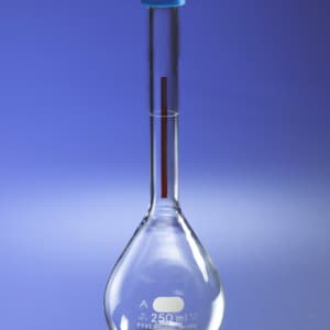 PYREX® Class A Lifetime Red Volumetric Flask with Polyethylene Snap-Cap