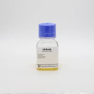 LB Broth (Luria-Bertani, Miller) is a nutritionally rich media for the growth and maintenance of E. coli strains. Size: 100mL
