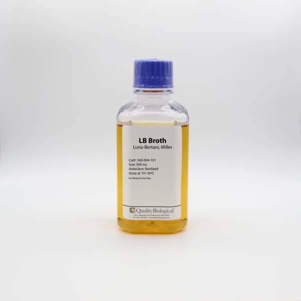 LB Broth (Luria-Bertani, Miller) is a nutritionally rich media for the growth and maintenance of E. coli strains. Size: 500mL