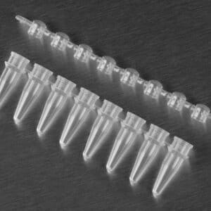 Axygen® 0.2 mL Polypropylene PCR Tube Strips and Flat Cap Strips, 8 Tubes/Strip, 8 Flat Caps/Strip, Clear, Nonsterile
