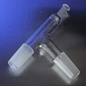 PYREX 75deg Angle Tube Adapter with Two-Way 24/40 Standard Taper Joints and Standard Taper 10/30 Outer Joint Thermometer Opening
