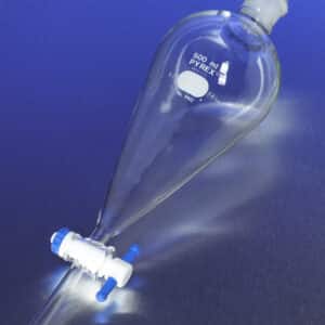 PYREX® Squibb Pear-shaped Separatory Funnels, PTFE Product Standard Stopcock