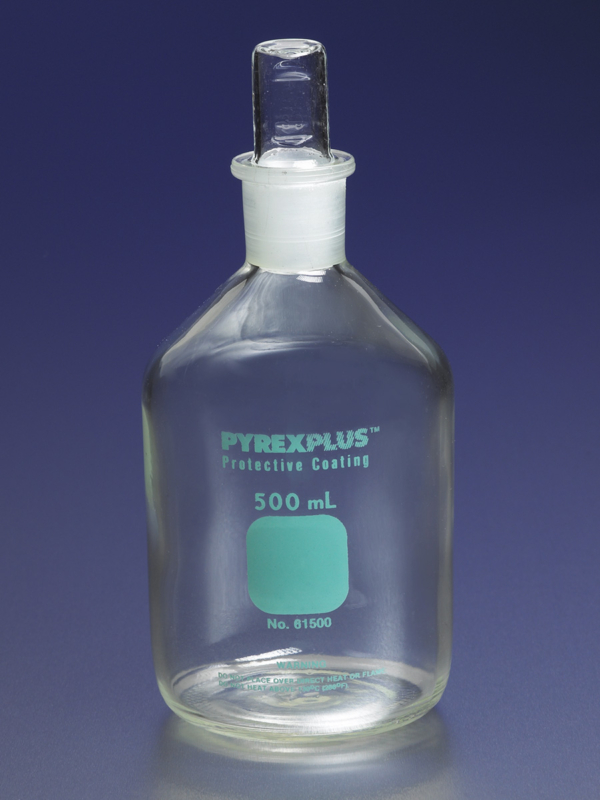 PYREXPLUS® Narrow Mouth Reagent Storage Bottles with Standard Taper Stopper