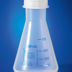 Corning® Reusable Plastic Narrow Mouth Erlenmeyer Flask, Polypropylene with Screw Cap