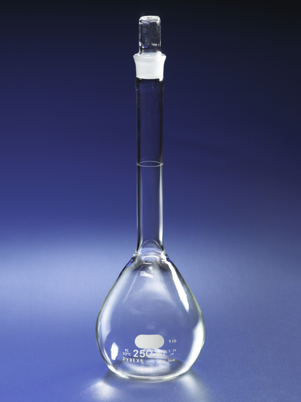 PYREX® Economy Volumetric Flasks, Glass Standard Taper Stopper