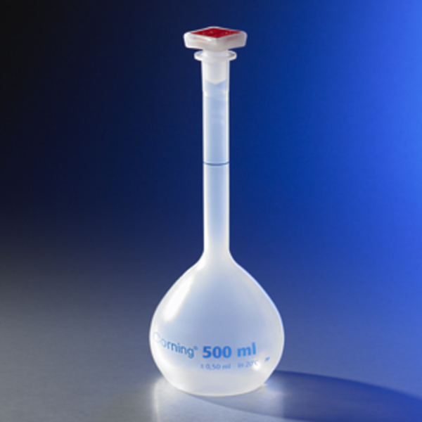 Class B Reusable Plastic Volumetric Flask, Polypropylene with Tapered Stopper