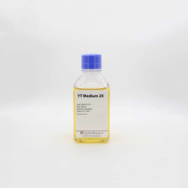 YT Medium 2X (500mL) is a ready to use growth media for recombinant strains of E. coli